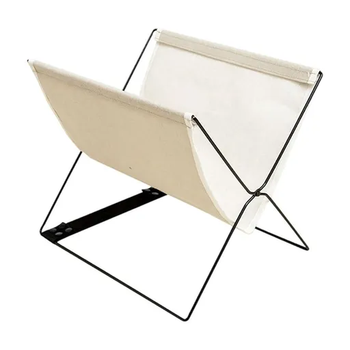 Minimalist Canvas Magazine Rack Freestanding Book Holder Black Metal Frame Multi-functional Storage Solution for Home Office