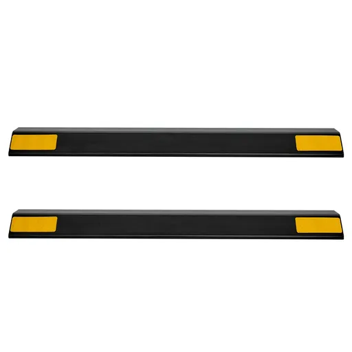 Parking Stopper, 446 mm 2 Pcs Heavy Duty Parking Aid for Garage, PP Curb Garage Floor Stopper with Reflective Strips, Vehicles Gadgets for Cars Vans Trucks Tire Wheel Guide Block Stops Bumpers