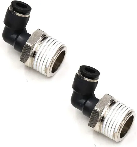 1/2 Npt Push to Connect Air Fitting 1/4 inch OD Tubing Elbow Air Line Quick Connect Fittings Male Threaded 90 Degree Push in Lock Fit Pneumatic Fittings Tube Connector 2Pack