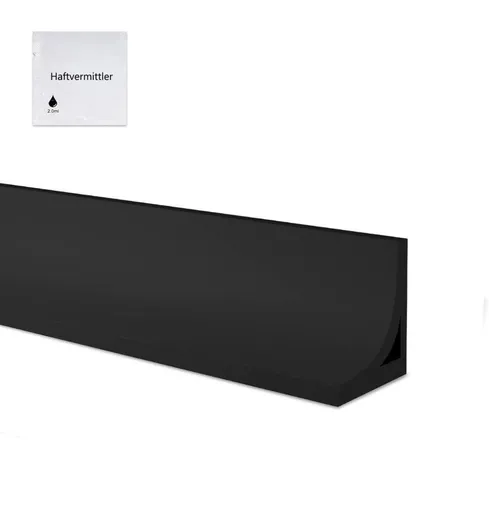 3M Flexible Silicone Shower Threshold Water Barrier, 3 cm High, Black, Waterproof Strip to Prevent Splashes