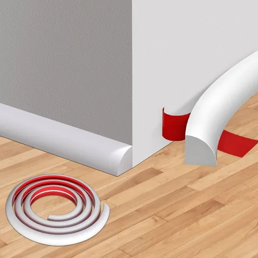 Flexible Quarter Round Molding, Peel and Stick Trim Molding for Floor Tub, Self Adhesive Flexible Shoe Molding Trim for Corner, Stair Edge, Bathroom Kitchen Countertop (White, 118inch)
