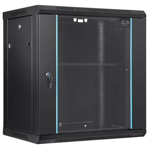 Wall Mount Network Server Cabinet, 393.7 mm Deep, Server Rack Cabinet Enclosure, 90.72 kg Max. Ground-mounted Load Capacity, with Locking Glass Door Side Panels, for IT Equipment, A/V Devices