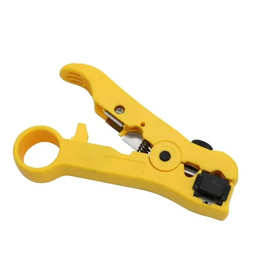 All-In-One Stripping Tool Universal Cable Wire Stripper, Coaxial Cable andWire Cutting Tool Multifunction Coax Stripper for Flat or Round Yellow