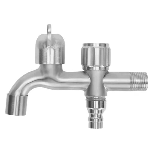 G1/2 Faucet 304 Stainless Steel Quick Opening Double Outlets Lengthened Water Tap for Washing Machine