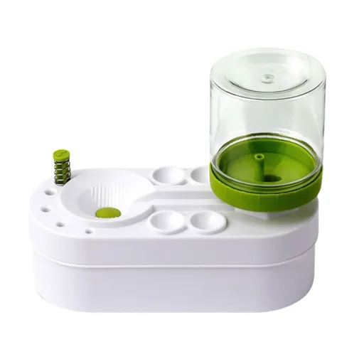 Green Automatic Paint Brush Washer - One-Touch Water Changing Brush Cleaning Station with Rinse Basin, Water Reservoir and Brush Holder for Watercolour and Art Painting