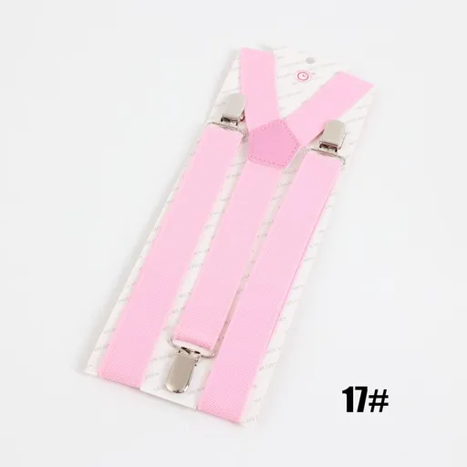 Clockwise 3 Clip Suspenders Unisex Adjustable Polyester Pink
