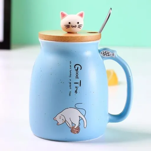 House Of Dasein Multi Purpose Kitten Mug - Blue