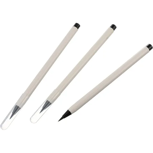 3pcs Refillable Writing Brush - White Plastic, Watercolor & Calligraphy, Beginner Tool