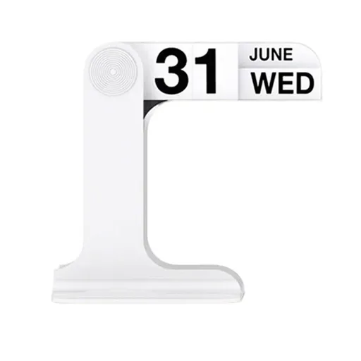 Flip Perpetual Calendar Reusable Standing Calendar Desk Office Home Decor - White