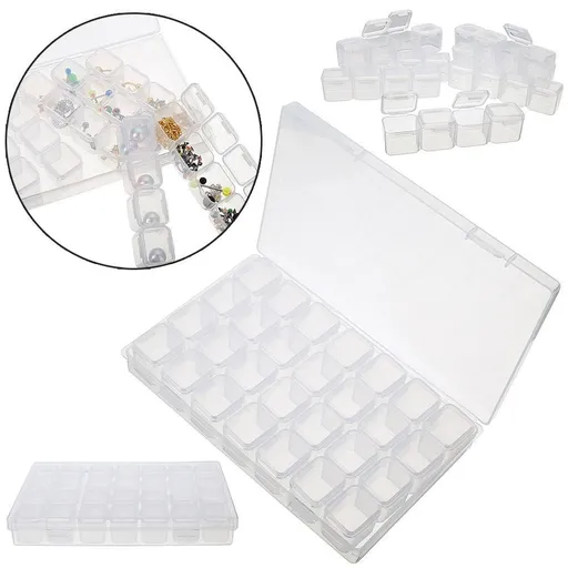 28-Slots Clear Diamond Painting Storage Box, Compatible with DIY Craft Organizers