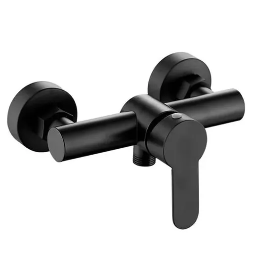Wall Mounted Shower Mixer Tap, Single Lever Control Bathroom Shower System, Durable Metal Finish, Easy to Use, Black