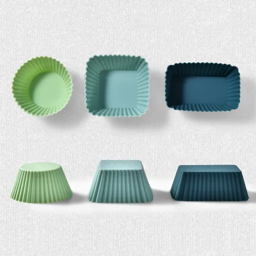 Silicone Cupcake Liners, 24pack Reusable Baking Cups Muffin Liners Pastry Cake Molds, 3 Shapes Lunch Box Bento Dividers-Round