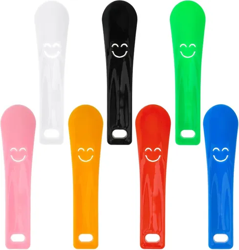 7 Pack Kids Shoe Horn, 5.9" Small Plastic Shoe Horn for Kids, Mini Shoes Helpers to Put on Your Shoes for Women Men Kid (Multi-colored)