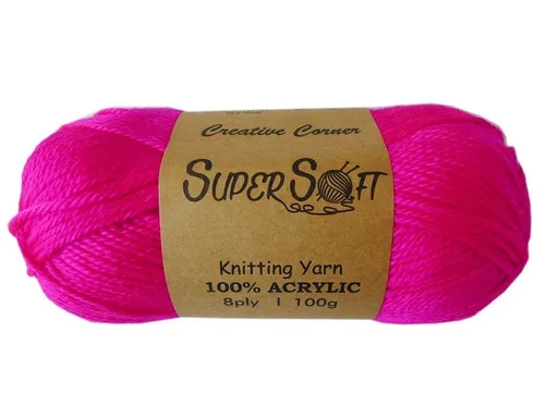 Knitting Yarn Super Soft 100% Acrylic Fuchsia 12 Piece