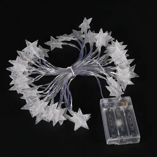 Battery Operated LED String Lights Fairy Design 6m 19ft 40 Star Shape Warm White