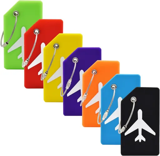 7 Pack Silice Luggage Tag for Suitcases with Name ID Card, TSA Approved, Privacy Protecti Travel Suitcase Tags (Multicolor)