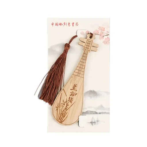 Chinese Style Bass Book Folder Book Clip Bamboo Bookmark Guitar Bookmark Lable - Pipa - Lan