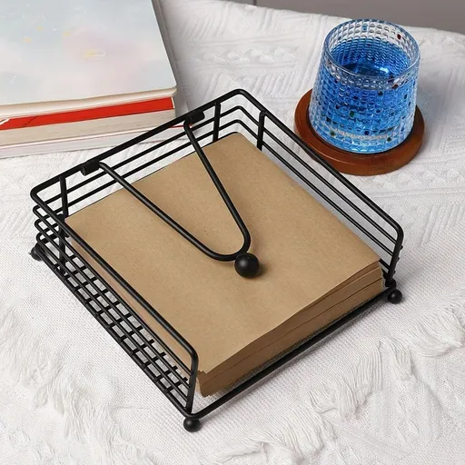 Metal Napkin Dispenser with Weighted Arm for Kitchen Countertop Dining Table Bathroom | Flat Napkin Holder for Standard Paper Napkins | Sturdy Metal Weighted Arm Dispenser | Countertop Storage