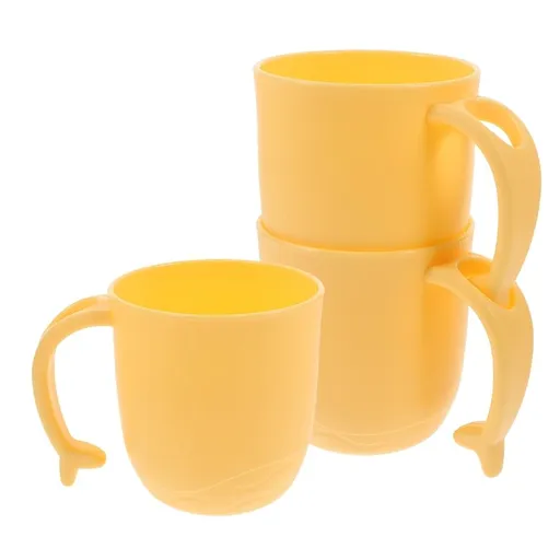 Smooth Surface Yellow PP Bathroom Tumbler, Convenient for Travel, 3Pcs