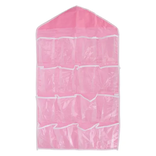 Wall Closet Hanging Organizers Over The Door Storage Bag Polyester Hanging Shelves Pocket for Bedroom Living RoomPink