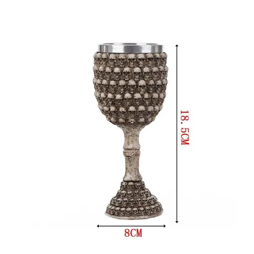 Resin Rivet Texture Wine Goblet 2 PCS, Embossed Surface Cup, Decor Bar Drinkware With Stainless Steel Liner for Christmas & Halloween