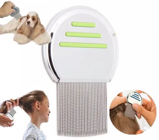 Lice Comb for Child & Pet | Lice Brush | Flea Comb | Nits Comb | Dust Comb | Lice Remover | Stainless Steel | Green
