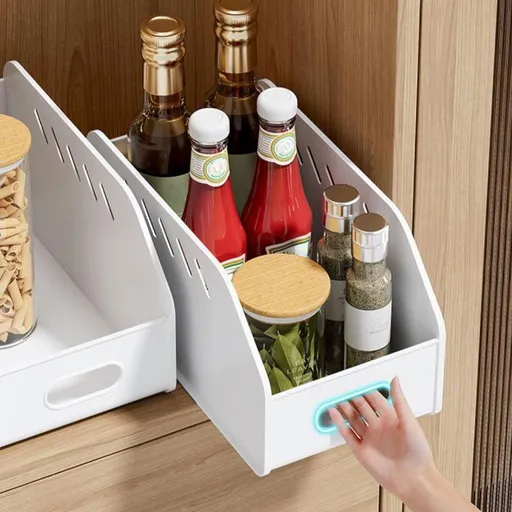 Large Plastic Kitchen Cabinet Storage Basket with Wheels, Transparent Organizer for Snacks Condiments, 11x6x4 Inch, White