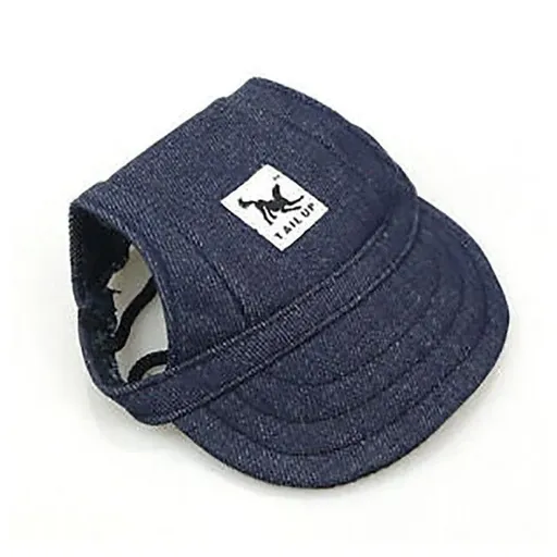 Dog Baseball Cap Outdoor Pet Sun Hat Summer Canvas Visor Puppy S Size - Denim Blue