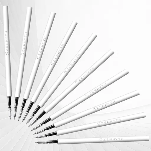 Gel Pen Refills 0.5 for Click pens with Spring, Quick Drying Ink Pen Refills Black Smooth Writing pens for Journaling (0.5 MM Fine Tip, Pack of 10)