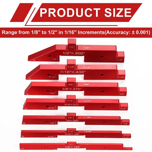 7pcs Precision Setup Blocks,Router Table Setup Bars, Aluminum Setup Blocks Height Gauge Set for Router Table Saw Accessories (Red)