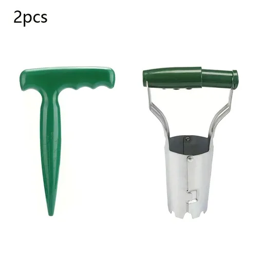 2-Piece Garden Plant Transplanter and Dibber Set for Australian Gardens-Green