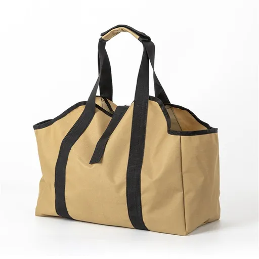 Firewood Carrier Bag Waxed Canvas Waterproof Extra Large Log Carrier Holder Freestanding Tote Bag for Firewood（khaki）