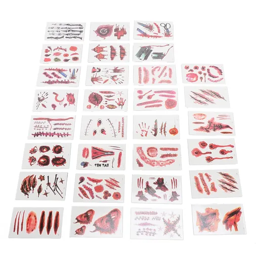 30Pcs Fake Scar Sticker Paper Body Face Decor All Hallows Day April Fools Day Holiday Props