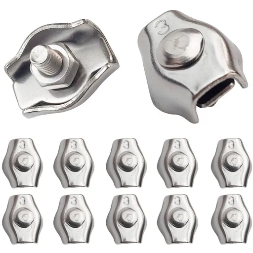20 pcs Wire ROpe Clips Steel Cable Clamp M3 Wire ROpe Clips For 1.5Mm-3Mm Steel Cable Stainless Steel Cable Clamp For