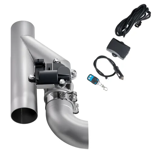 Electric Exhaust Cutout, 63.5 mm Universal Stainless Steel Exhaust Valve Kit with One Controller Remote Kit, Cut Out Valve, Y Pipe, Remote Control & Box, Fits Trucks, Sedans, Sports Cars, SUVs