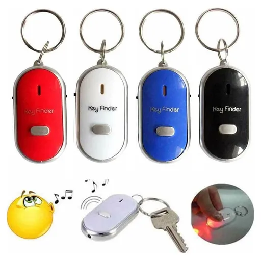 4 Pc Key Finder Locator Anti Lost Keys Keychain Tracker Whistle Sound LED Light