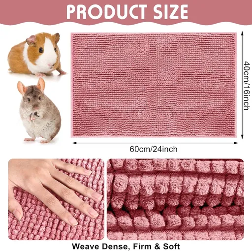 Amylove 4 Pcs Guinea Pig Cage Liner Washable Fleece Pee Pads Pet Dog Cat Bedding Training Mat for Small Animal Guinea Pig Puppy Bunny Hamster(16 x 24 Inch,Rectangular,Pink)