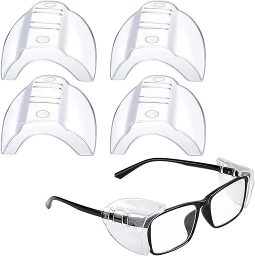 2 pairs - side protection for glasses - side shields - side shields for safety glasses - universal side shield safety glasses - eyewear accessories - for small and medium-sized glasses - eyewear protection for work, sports, leisure - transparent