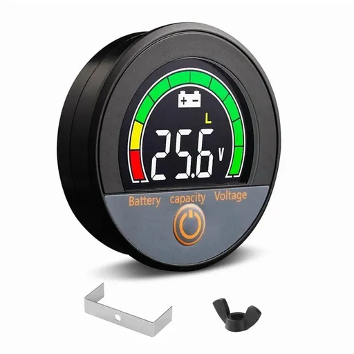 12V 24V 48V 60V 84V Waterproof IP67 Battery Capacity Voltage Meter with Backlight LCD and Low-Voltage Alarm for Lithium