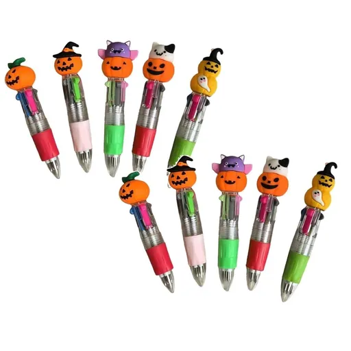 2-Pack 4-In-1 Color Cute Pumpkin Halloween Ballpoint Pen, Multicolor Pen Funny Pen for Halloween Party Trick-Or-Treat Office Partyevent