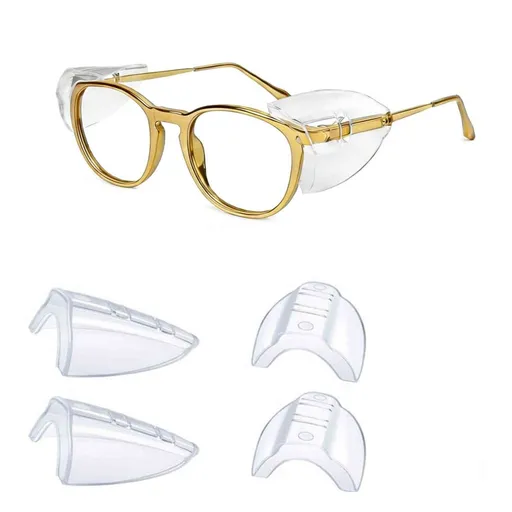 2 Pairs Safety Glasses Side Shields for Glasses, Flexible Slip on Eye Protection Glasses Side Shields Fits S to L Eyeglasses, Pink