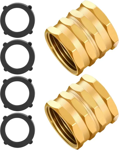 2 Pack Garden Hose Connector Brass Hose to Hose Swivel 3/4 Inch Double Female
