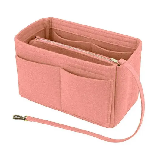 Felt Handbag Organizer Insert with Multiple Pockets for Tote and Purse - Pink L Size