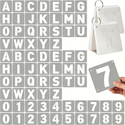 72 Pcs True 3 Inch Letter&Number Stencils-2 Full Craft Stencil Sets(A-Z&0-9),Reusable Alphabet Templates Interlocking Stencils for Painting on Wood,Wall,Fabric,Rock,Sign,Craft Projects
