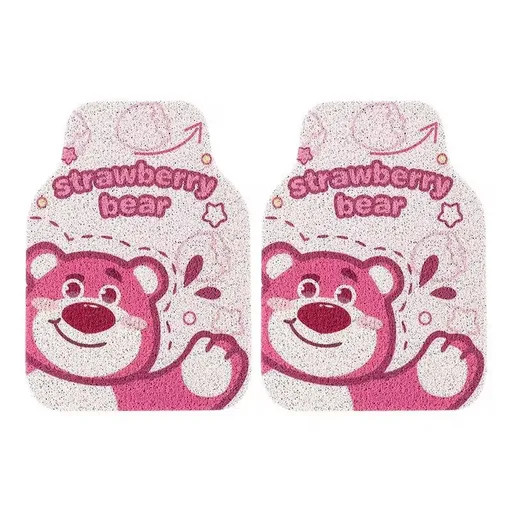 Cartoon Bear Car Floor Mats PVC Universal Non Slip Waving pink bear Front 2