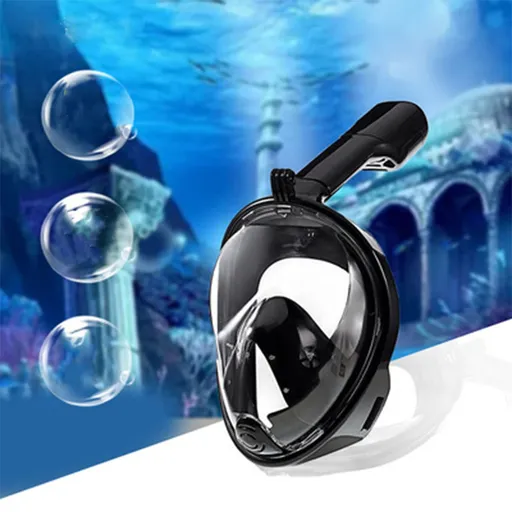 Full Face Snorkel Mask, Anti Fog Diving Mask 180 Degree Panoramic View Leakproof Snorkeling Gear for Kids and Adults
