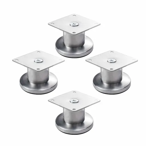 Adjustable Cabinet Legs - 4 Adjustable Furniture Legs Made of Stainless Steel (Silver) (3.8cm)