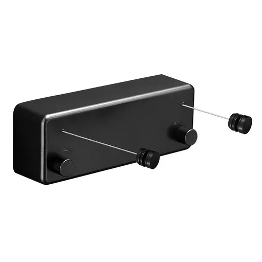 Retractable ABS case+Aluminum Dryer with Adjustable Stainless Steel Double Rope String Hotel ,Wall Mounted Method, 13.8 Ft,Black