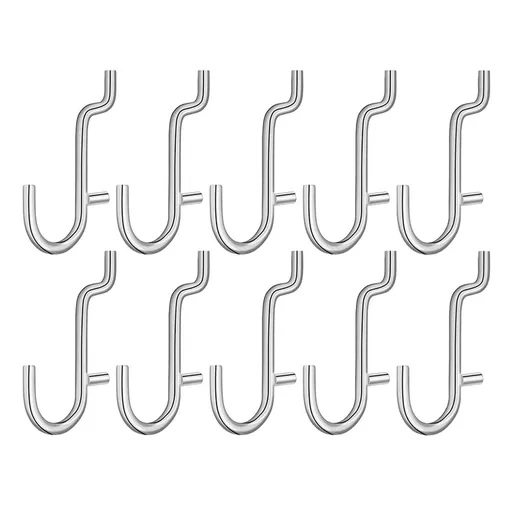 10pcs Heavy Duty Metal S Hooks For Pegboard In Silver Stainless Steel For Garage Storage