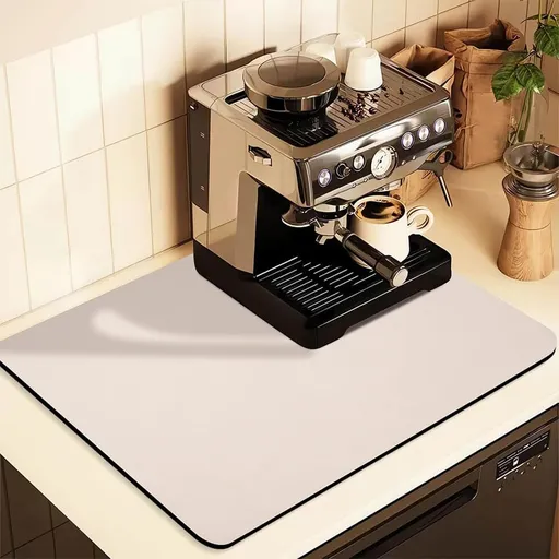 Kitchen Counter Mat for Coffee Maker – Absorbent & Quick-Dry Bar Pad with Non-Slip Backing, Protective Surface for Espresso Machine, Dish Drying Mat (Beige,40*60cm)